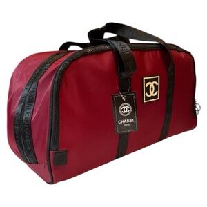 CHANEL NWT Red Duffel GYM Weekender Bag